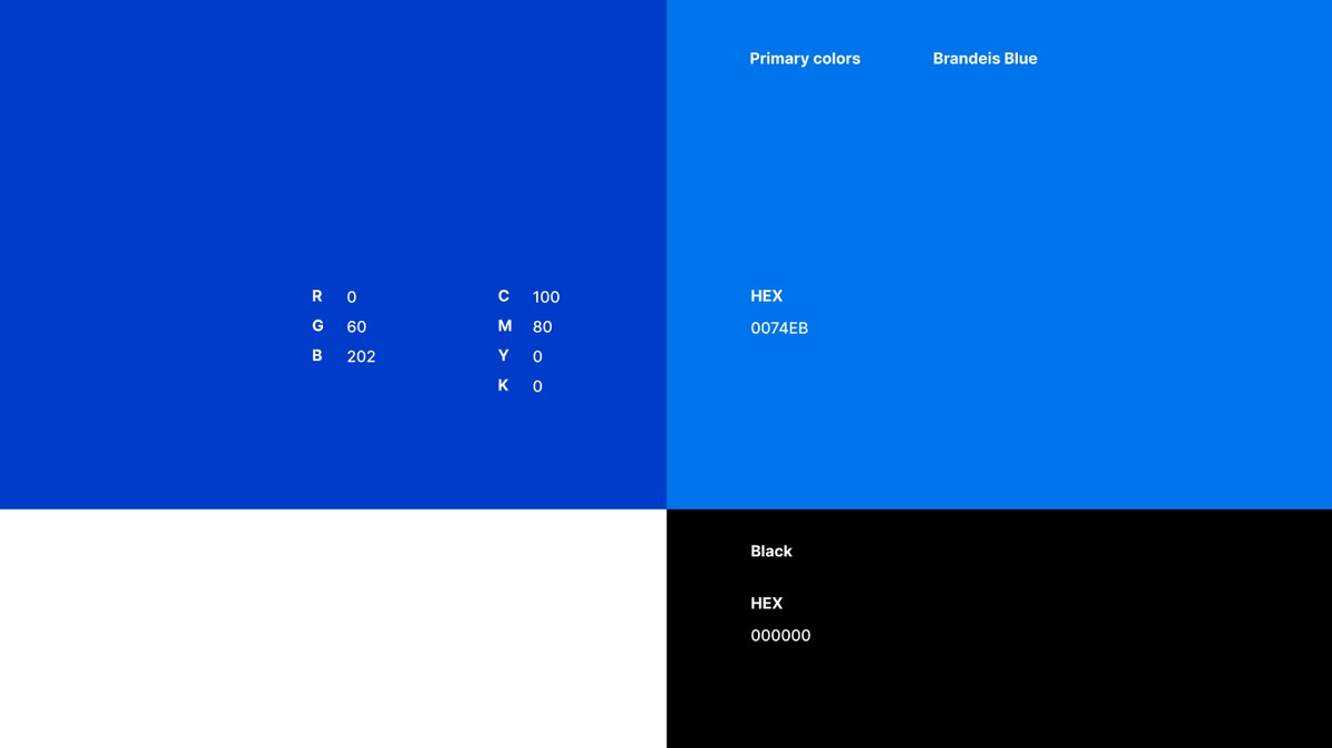 KMEDIA brand colour system — Dark Blue and Brandeis Blue