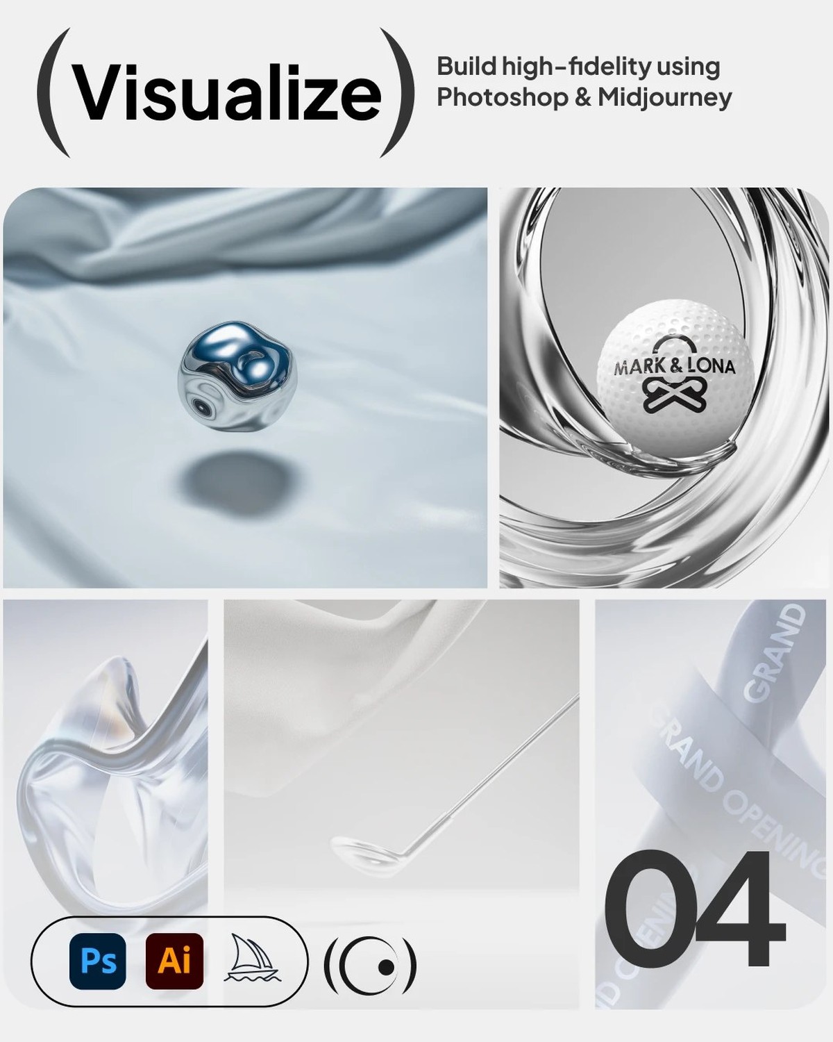 High-fidelity render studies built in Midjourney and Photoshop