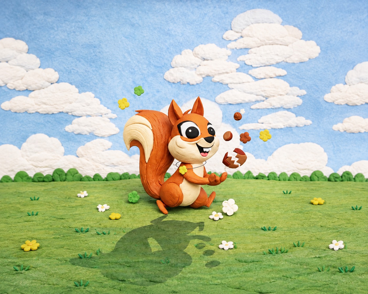 The Rosy Hub — claymation squirrel mascot illustration