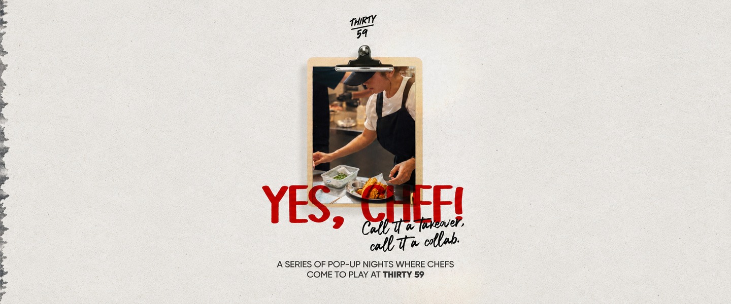 Chefs plating dishes during a THIRTY59 pop-up night