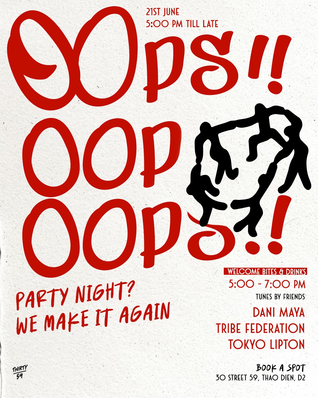 OOOPS!! party night event poster
